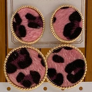 Double Round Leopard Print Fashion Earrings